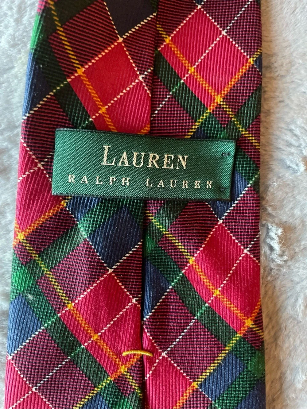 Ralph Lauren Red Plaid Tie with Navy and Green